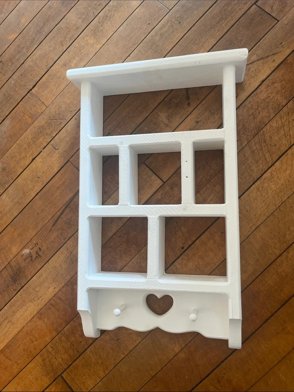 Vintage cottagecore White Decorative Wall Shelf with Heart Accent